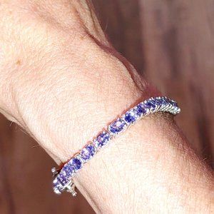 Purple and silver rhinestone bracelet